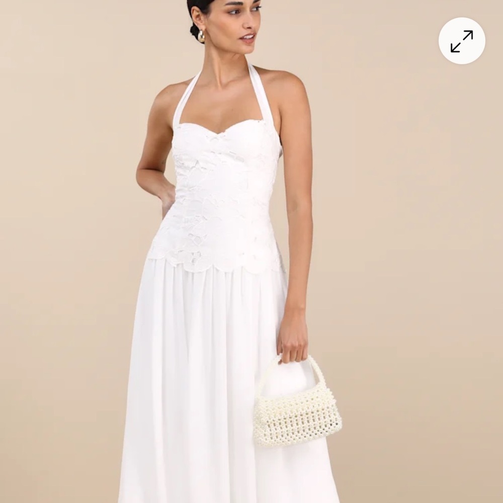 Elegant White Halter Dress